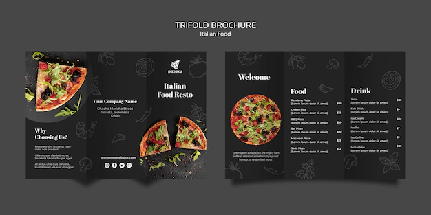 Free PSD | Italian food brochure card template design