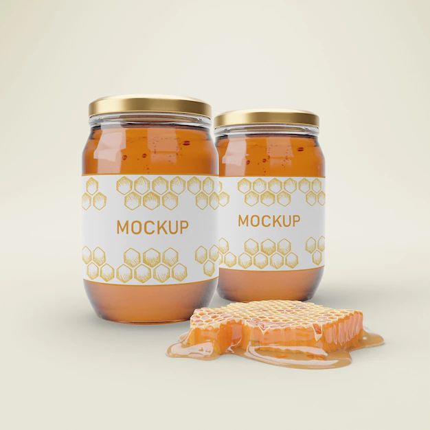 Free PSD | Jars with organic honey