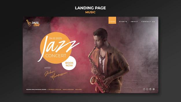 Free PSD | Jazz concert landing page template
