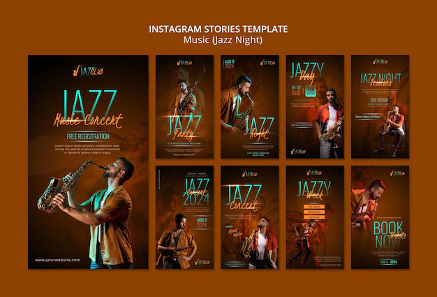 Free PSD | Jazz concert social media stories