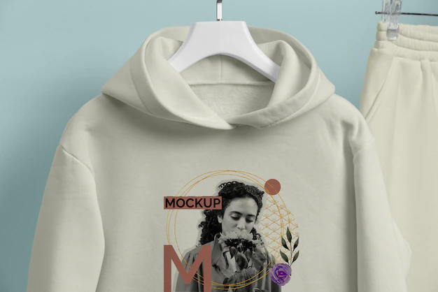 Free PSD | Jogger and hoodie on hangers