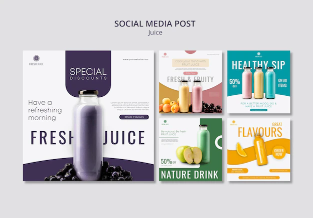 Free PSD | Juice bottle social media posts