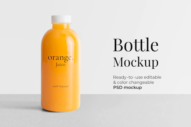 Free PSD | Juice plastic bottle mockup psd with label product packaging
