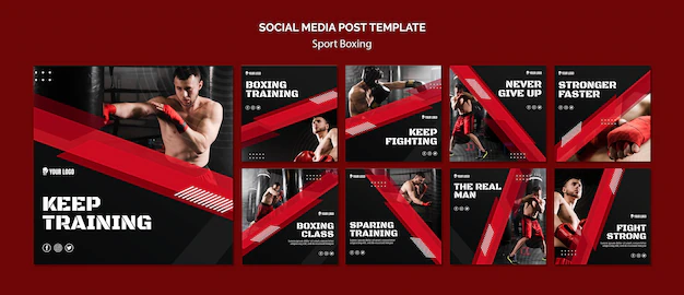 Free PSD | Keep training boxing social media post