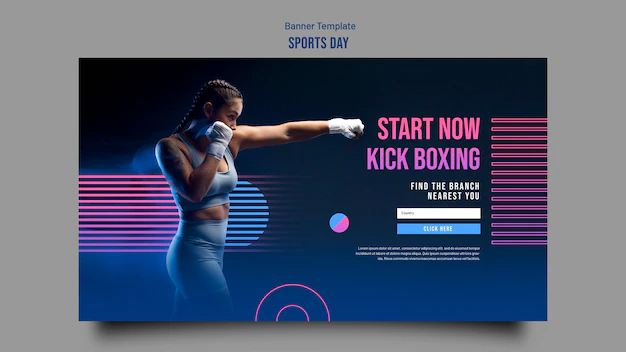 Free PSD | Kick boxing concept horizontal banner