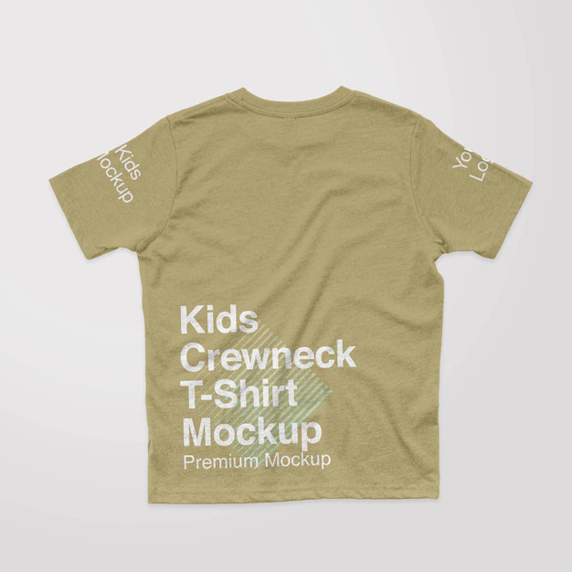 Free PSD | Kids heather texture crewneck tshirt back mockup