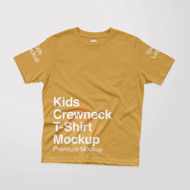 Free PSD | Kids heather texture crewneck tshirt front mockup