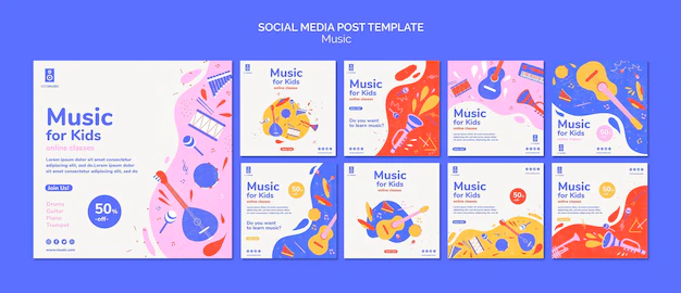 Free PSD | Kids music platform social media post template
