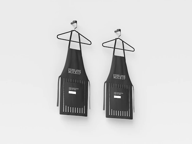 Free PSD | Kitchen aprons hanging mockup