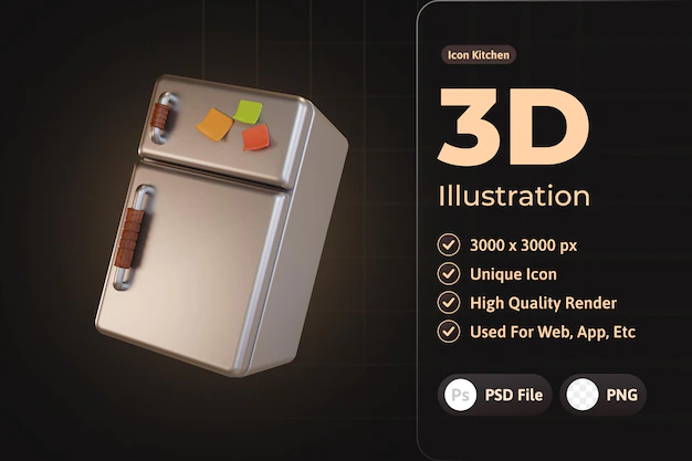 Free PSD | Kitchen icon refrigerator 3d design