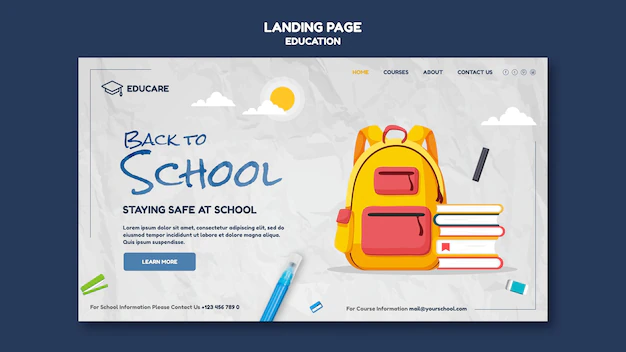 Free PSD | Landing page template for back to school