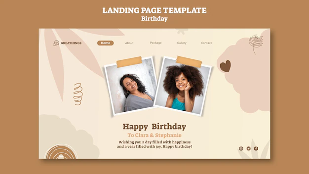 Free PSD | Landing page template for birthday celebration