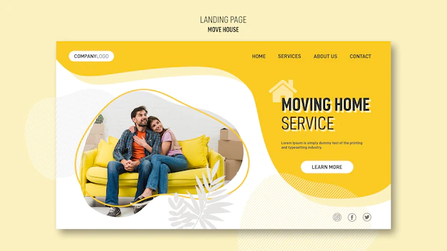 Free PSD | Landing page template for house relocation services