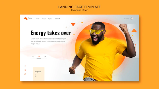 Free PSD | Landing page template with pain and draw