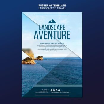 Free PSD | Landscape for travel concept poster template