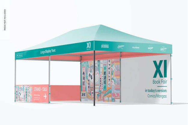 Free PSD | Large display tent mockup, right view