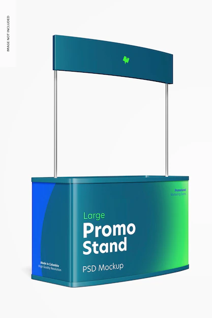 Free PSD | Large promo stand mockup, right view