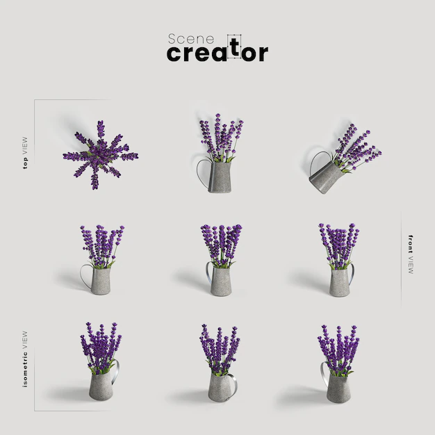 Free PSD | Lavender in vase view of spring scene creator