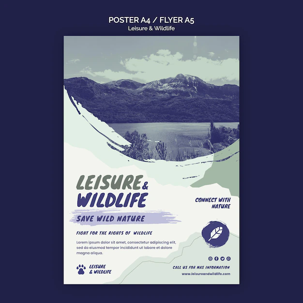 Free PSD | Leisure and wildlife poster template