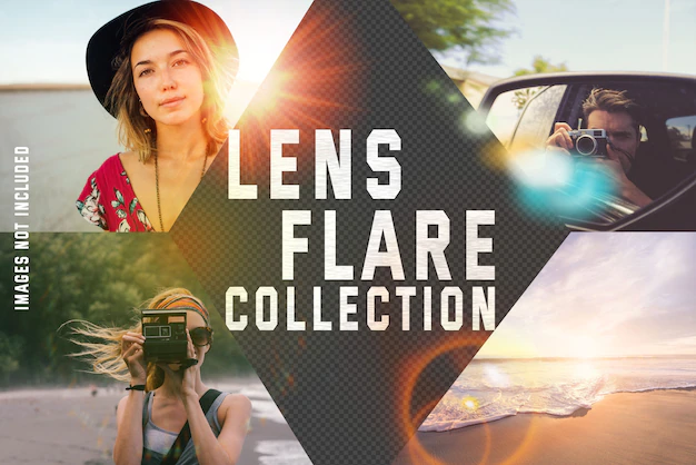 Free PSD | Lens flare collection on transparent background