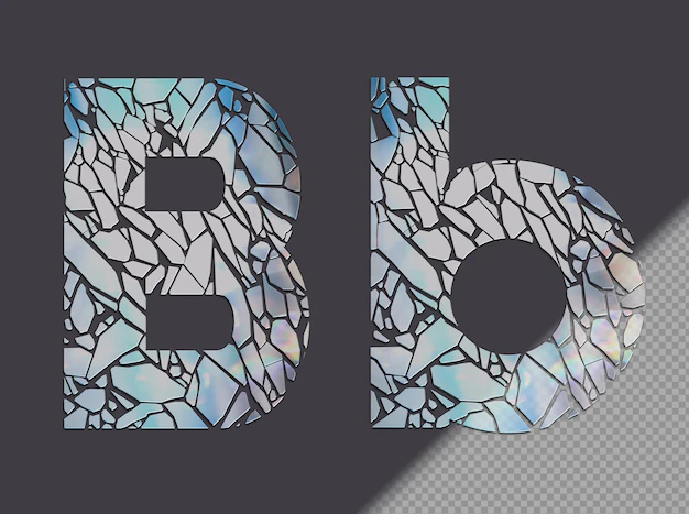 Free PSD | Letter b in upper and lower case made of glass shards
