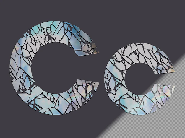 Free PSD | Letter c in upper and lower case made of glass shards