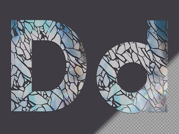 Free PSD | Letter d in upper and lower case made of glass shards