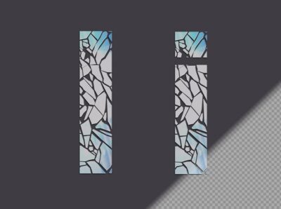 Free PSD | Letter i in upper and lower case made of glass shards