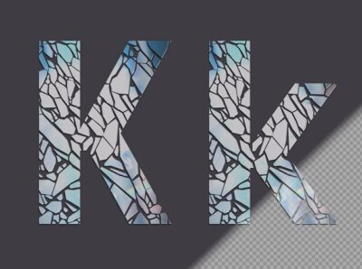 Free PSD | Letter k in upper and lower case made of glass shards