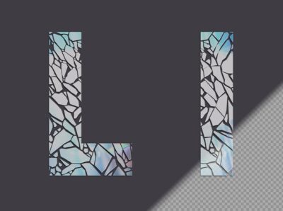 Free PSD | Letter l in upper and lower case made of glass shards
