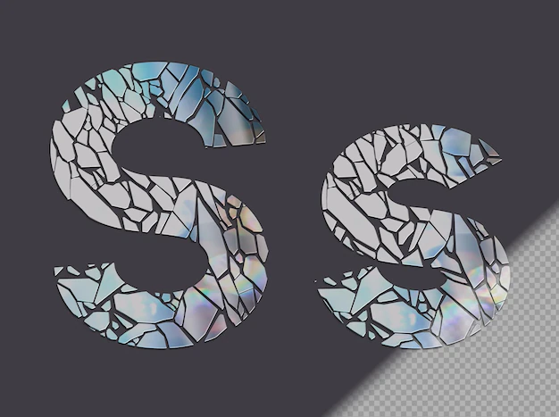 Free PSD | Letter s in upper and lower case made of glass shards