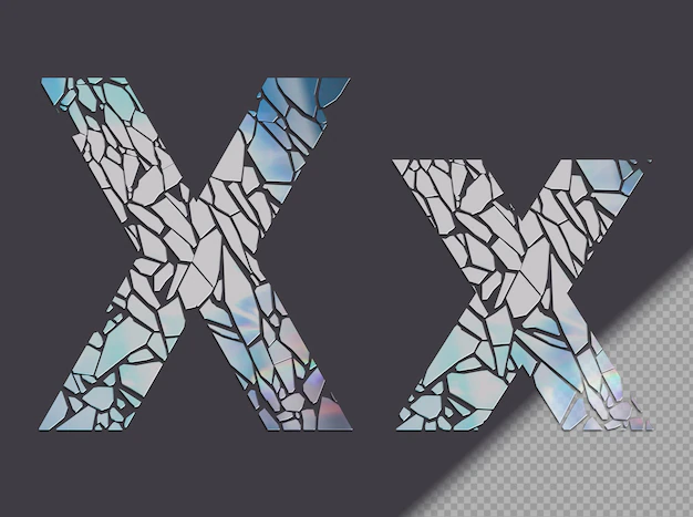 Free PSD | Letter x in upper and lower case made of glass shards