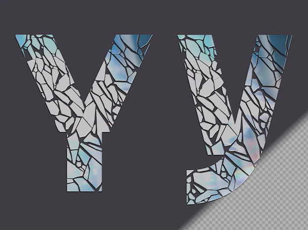 Free PSD | Letter y in upper and lower case made of glass shards