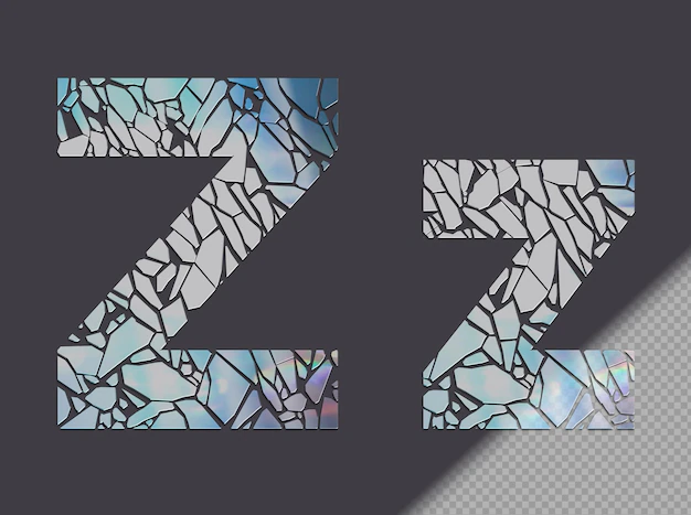 Free PSD | Letter z in upper and lower case made of glass shards