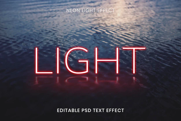 Free PSD | Light red neon word editable text effect
