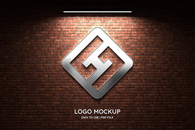 Free PSD | Logo mockup on brick wall
