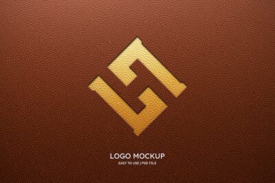 Free PSD | Logo mockup on brown leather