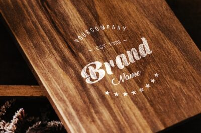 Free PSD | Logo on wooden table mock up