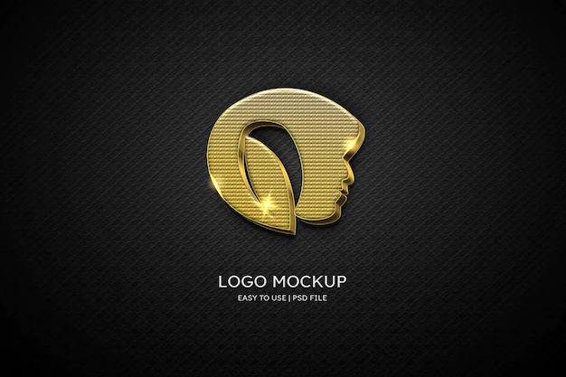 Free PSD | Luxury beauty logo mockup gold wall