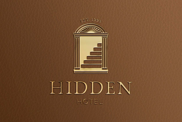 Free PSD | Luxury gold effect, hotel logo template in 3d modern design psd
