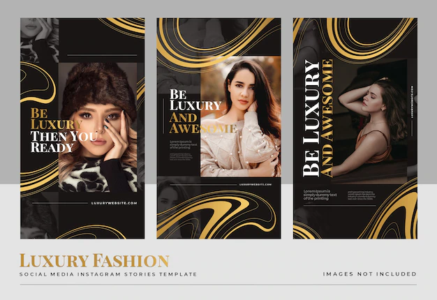 Free PSD | Luxury gold fashion social media  stories template
