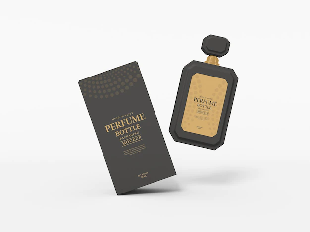 Free PSD | Luxury perfume bottle with box mockup