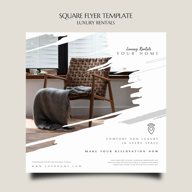Free PSD | Luxury rental square flyer template