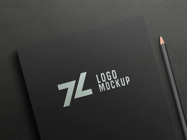 Free PSD | Luxury silver foil logo mockup on black paper