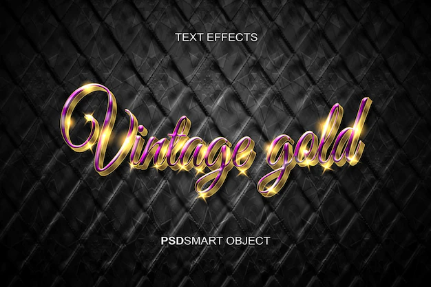 Free PSD | Luxury vintage gold 3d text style mockup