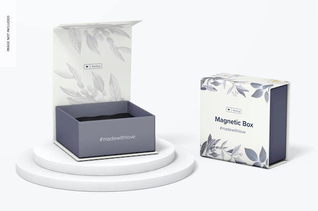 Free PSD | Magnetic boxes mockup, perspective