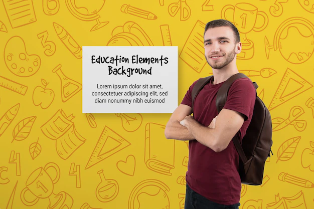 Free PSD | Male student with arms crossed