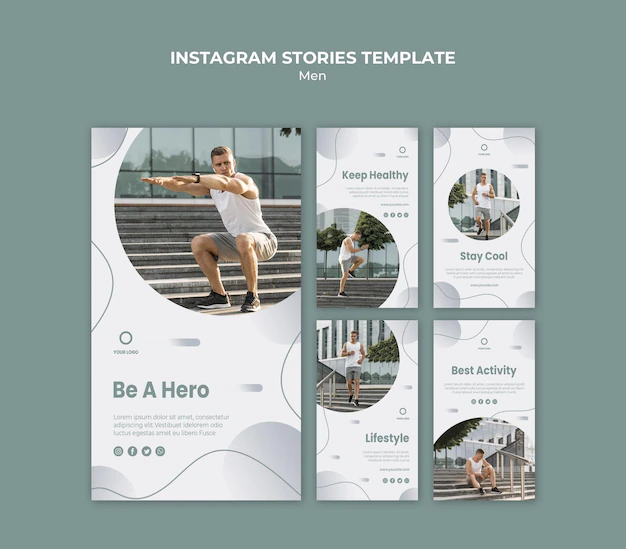 Free PSD | Man doing his workout instagram stories