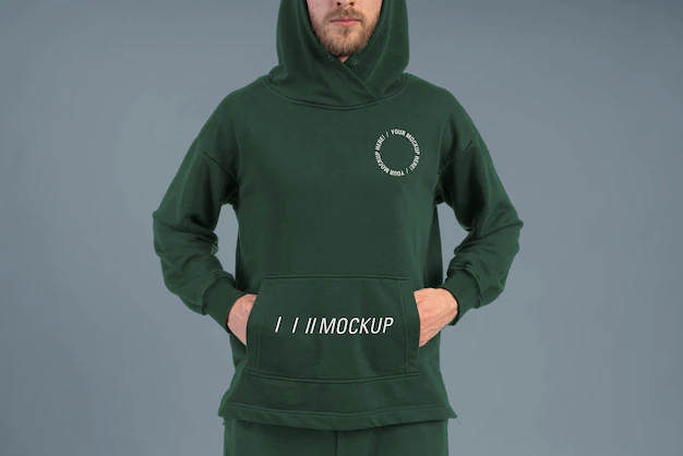 Free PSD | Man wearing jogger pants and hoodie mockup