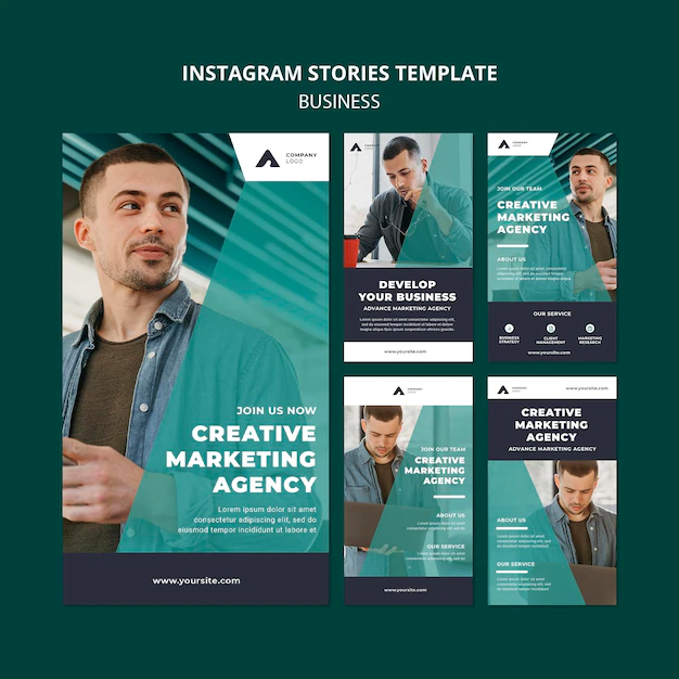 Free PSD | Marketing agency instagram stories template